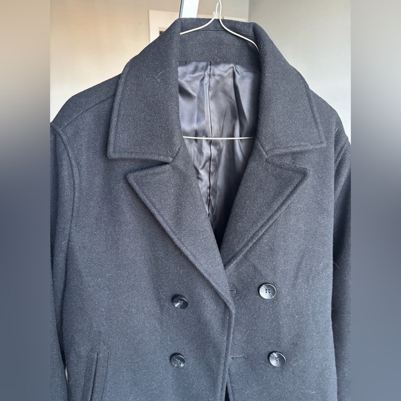 Men's Black Double-Breasted Coat - Picture 2 of 6